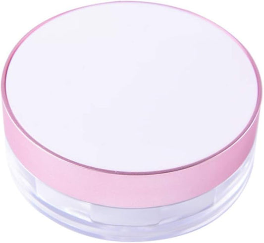 AKOAK Capacity 15ml(0.5 oz) No Leaks Empty Reusable Plastic Loose Powder Compact Container DIY Makeup Powder Case with Sponge Powder Puff, Elasticated Net Sifter and Threaded Screw Lid (White)-VivaGrace Women