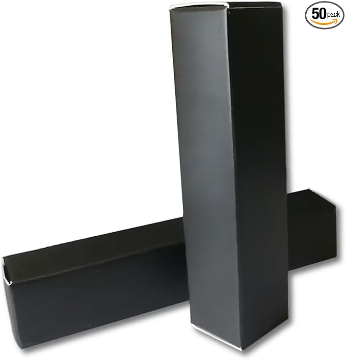 ANZKA 50 Pcs Lip Balm Boxes Packaging, 6.8x1.8x1.8cm Wrapping Box for 0.15Oz Lipbalm Containers Tubes, 5.5ml DIY Lipsticks Black Package Boxes-VivaGrace Women