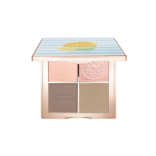 FreshO2 x Pony | Lemon tart multi-use Palette | 2 shades of highlight and 2 shades of contour｜ Delicate pearl like shimmer, super smooth | Made In Taiwan | Vegan Cruelty Free-VivaGrace Women