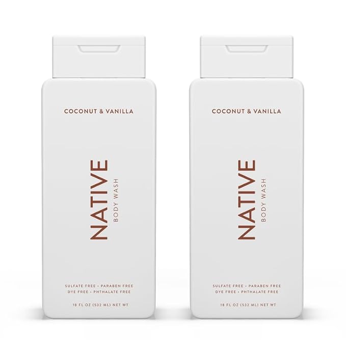 Native Body Wash Contains Naturally Derived Ingredients | For Women & Men, Sulfate, Paraben, & Dye Free Leaving Skin Soft and Hydrated | Coconut & Vanilla 18 oz - 2 Pk-VivaGrace Women