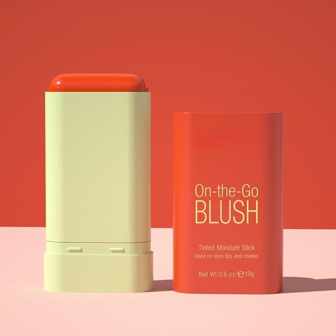 Blush Rare Beauty Liquid Blush Cream Blush Stick For Cheeks Natural Blendable Powder Blusher Stick On The Go Blush Brushes For Makeup Cheeks,Natural Waterproof, Long Lasting (orange)-VivaGrace Women