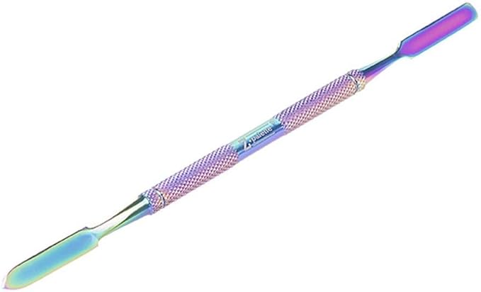 De-Potting Spatula, Dual-Ended Multicolor Steel Tool for Makeup Palettes, Empty Magnetic Palette Compatible, Professional Mixing & Blending, Iridescent Finish, 6.5" Length-VivaGrace Women