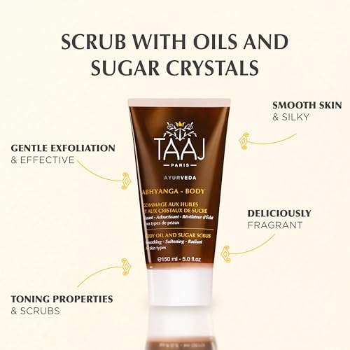 | Face & Body Scrub with Oils & Sugar Crystals | Gentle Exfoliation & Cleansing | Smooths, Softens & Boosts Radiance | Ayurvedic-Inspired Skincare | Nourishing oils | 87% natural| 5.1 fl oz-VivaGrace Women