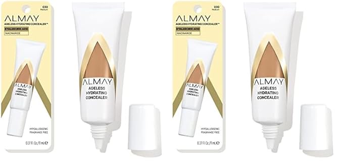 Almay Anti-Aging Concealer, Face Makeup with Hyaluronic Acid, Niacinamide, Vitamin C & E, Hypoallergenic-Fragrance Free, 030 Medium, 0.37 Fl Oz (Pack of 2)-VivaGrace Women
