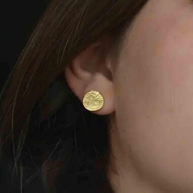Boho Disc Coin Studs Earrings Gold Hammered Coin Earrings Tiny Circle Earrings Studs Minimalist Geometric Earrings for Women and Girls Gifts-VivaGrace Women