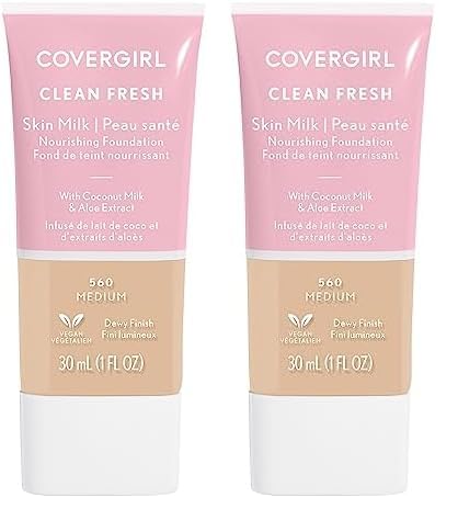 COVERGIRL, Clean Fresh Skin Milk Foundation, Medium, 1 Fl Oz (Pack of 2)-VivaGrace Women