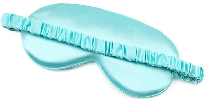 100% Natural Mulberry Soft Silk Sleep Mask, Light Blocking Eye Masks for Sleep, Night Blindfold Eye Mask Cover for Men and Women, Sleeping Night Mask for Travel (Light Blue)-VivaGrace Women