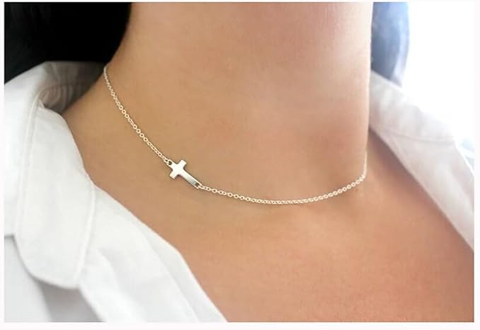 Dainty Cross Pendant Necklace Choker Necklace Chain Christian Necklaces Jewelry for Women and Girls-VivaGrace Women