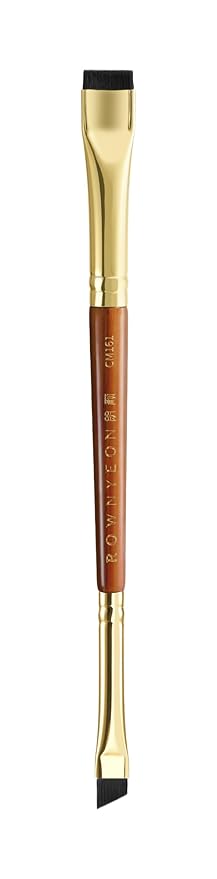 Desert Oak Series Precision Thin Eyeliner Brush - Dual-Ended Angled & Concave Tips for Winged Lines/Tightlining, Gel & Liquid Liner Compatible, Ebana Handle (CM 161)-VivaGrace Women