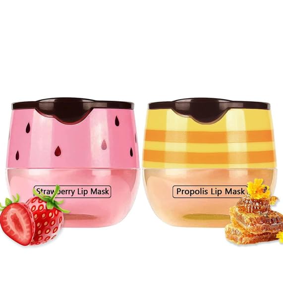 Lip Balm Honey Pot,Vitamin E Hydrating & Prevention Dry and Cracked Lip Scrubs Exfoliator,Propolis Moisturizing Honey Lip Balm, Lip Gloss and Lip Sleeping Mask Reduces Lip Lines-VivaGrace Women