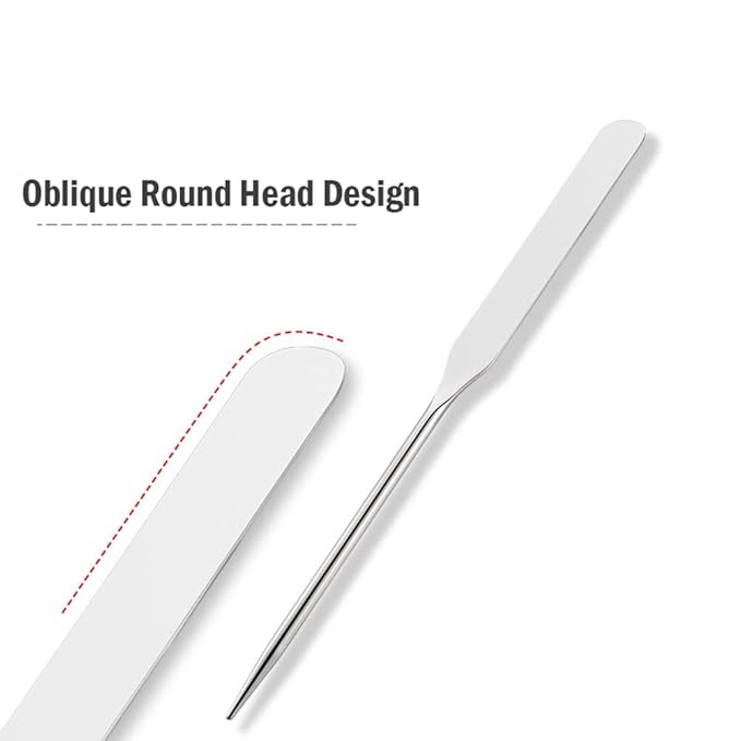 Foundation Spatula, 3-Pack Acrylic Nail Art Palette Oblique Round Head Stainless Steel Makeup Spatula for Woman Professional Facial Makeup Tools Makeup Mixing Palette-VivaGrace Women