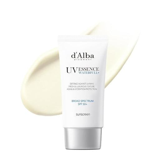 d'alba Piedmont Italian White Truffle Waterfull Essence Sunscreen, Vegan Skincare, Lightweight Sunscreen with BROAD SPECTRUM SPF 50+, Glowy, Safe for all Skin Types, Korean Skin Care (1.69 fl. oz)-VivaGrace Women