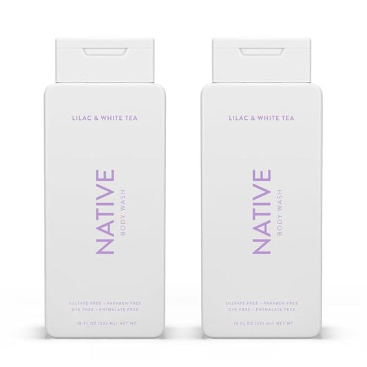 Native Body Wash Contains Naturally Derived Ingredients | For Women & Men, Sulfate, Paraben, & Dye Free Leaving Skin Soft and Hydrating | Lilac & White Tea 18 oz - 2 Pk-VivaGrace Women