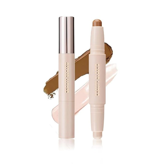 Double head contour stick, Highlight & Contour Bronzer Stick, durable and waterproof contour stick set, facial makeup contour face cream (03#Bronzer contour and glow sticks) ﻿-VivaGrace Women