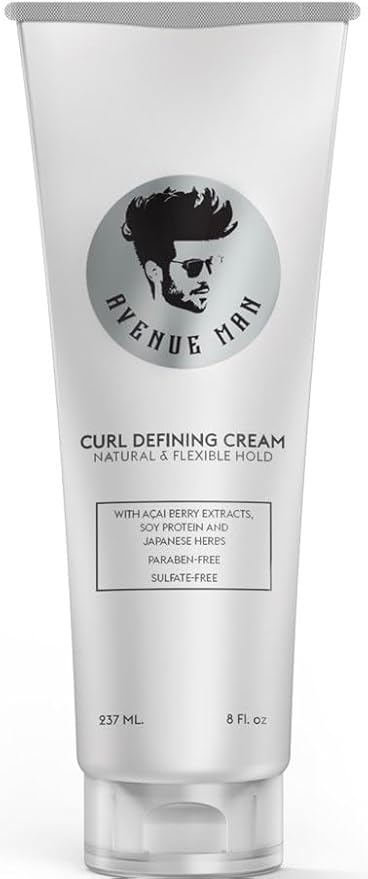 Avenue Man Curl Defining Cream - Improved Formula - Natural & Flexible Hold with Herbal Extracts for All Hair Types - Paraben Free & Sulfate Free-VivaGrace Women