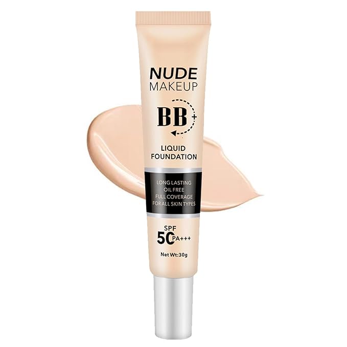 BB Cream Tinted Moisturizer with SPF50, BB Cream Full Coverage Foundation Hide Pore Spot, Hydrating LightWeight Matte BB Cream, Waterproof Long Lasting BB Cream for Oily Skin (Natural)-VivaGrace Women