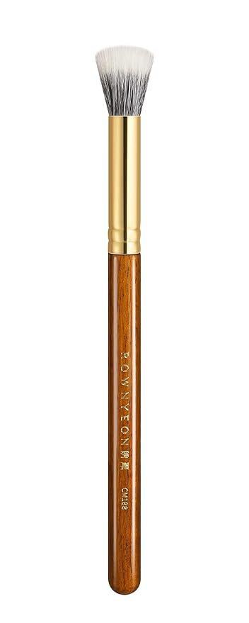 Desert Oak Series Dual Wool Blush Brush - Flat Top Goat Hair for Diffused Powder & Cream Blush, Seamless Blending, Bubinga Handle (CM 188)-VivaGrace Women