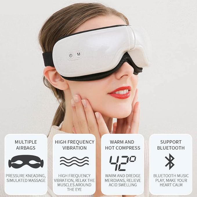 Eye Heat Massager for Relax and Reduce Eye Strain Dark Circle Eye Bags Dry Eye Improve Sleep, Best Gift for Girl Women Family-VivaGrace Women