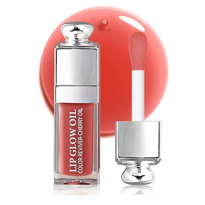 Hydrating Lip Glow Oil, Moisturizing Plumper Lip Gloss, Transparent Plumping Balm, Tinted Balm Care 0.2 OZ - 012 ROSEWOOD-VivaGrace Women