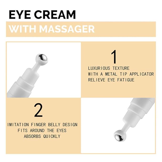 Snail Peptide Eye Cream Non-Sticky Snail Mucin Eye Care Hydrating Essence with 360° Massage Ball for Reducing Dark Circles/Puffiness/Fine Lines, Moisturizing, Firming, Adding Skin Elasticity-VivaGrace Women