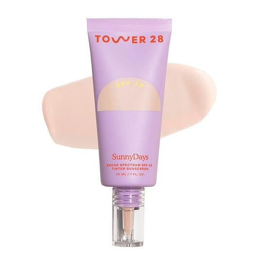 Tower 28 Beauty SunnyDays SPF 30 Tinted Mineral Sunscreen - For Sensitive Skin - 2-in-1 Facial Broad Spectrum UVA/UVB Protection + Foundation - Shade 05 FAIRFAX, 1 Fl Oz-VivaGrace Women