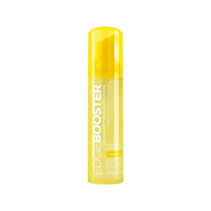 Style Factor EDGE BOOSTER Extra Strength Setting Mousse – Frizz Control, Extra Volume, and Conditioning – 2.5oz Yellow Quartz Mousse for Curly Hair-VivaGrace Women