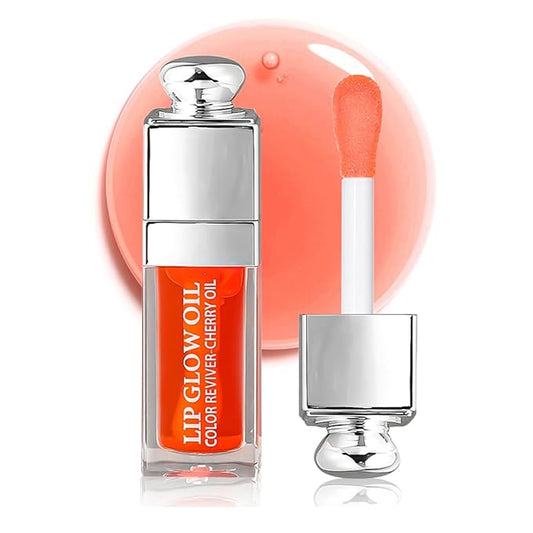 Hydrating Lip Glow Oil, Moisturizing Plumper Lip Gloss, Transparent Plumping Balm, Tinted Balm Care 0.2 OZ - 004 CORAL-VivaGrace Women
