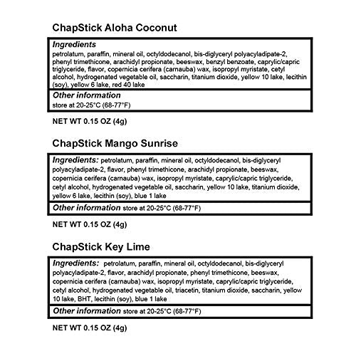 ChapStick Tropical Paradise Collection Mango, Lime and Coconut Lip Balm Tubes Variety Pack for Lip Care - 0.15 Oz (Pack of 3)-VivaGrace Women