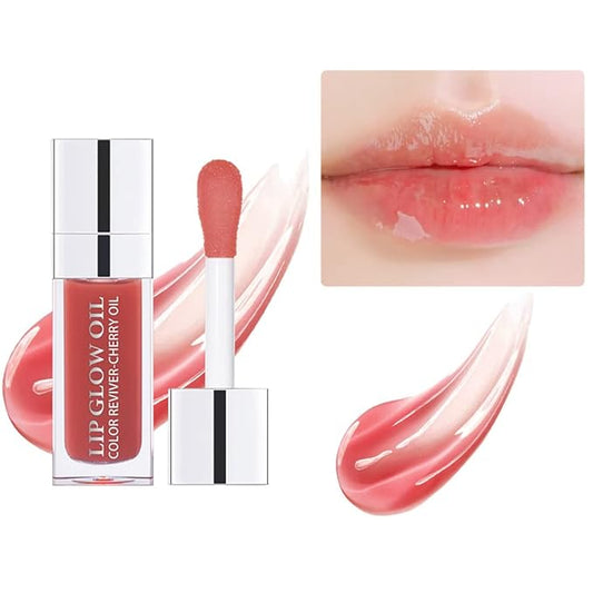 Plumping Lip Oil - Hydrating Lip Oil Plumping Lip Gloss, Crystal Jelly Moisturizing Lip Oil/Polished Lip Oil Lines/Tint Moisturizing Transparent Lip Balm Care Stick (Rosewood)-VivaGrace Women