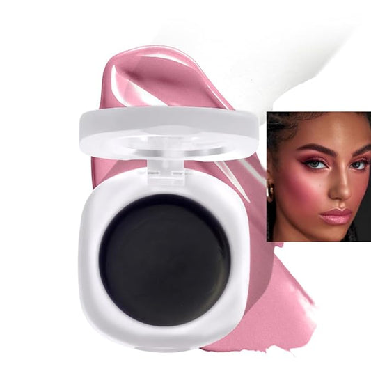 Cream Blush Makeup, Natural Pink/Black Glossy Face Blusher, Color Changing Cream Blush for Cheek and Lip Tint, Blendable Formula, Matte and Dewy Finish Lightweight Blush Makeup (Black, One)-VivaGrace Women