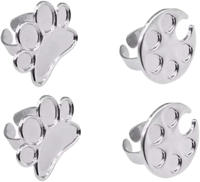 Mini Manicure Palette,4PCS Nail Display Board,Metal Nail Art Polish Holder,Paint Palette Finger Ring,Stainless Steel Makeup Mixing Palette Ring-VivaGrace Women