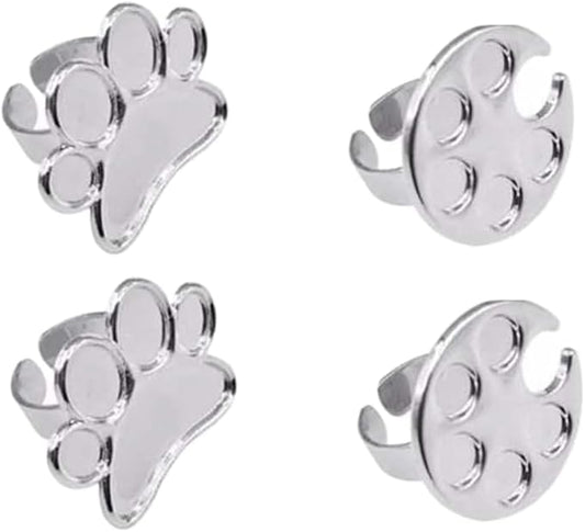 Mini Manicure Palette,4PCS Nail Display Board,Metal Nail Art Polish Holder,Paint Palette Finger Ring,Stainless Steel Makeup Mixing Palette Ring-VivaGrace Women