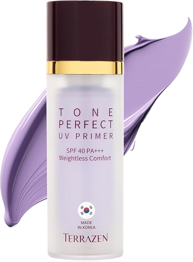 Korean Face Primer 30ml - Korean Makeup & Skincare Lightweight Corrector Base SPF40 PURPLE - Reduces Dullness, Moisturizes for Red, Sensitive Skin witj Aloe (Primer - Purple Tinted)-VivaGrace Women