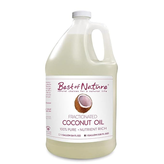 Best of Nature 100% Pure Fractionated Coconut Oil - Liquid MCT Massage & Body Oil, Unscented Moisturizer for Hair, Skin, Face, Aromatherapy Carrier for Essential Oils, Gallon (128 fl oz)-VivaGrace Women