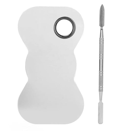 Cosmetic Makeup Palette Spatula, Mixing Bow Shape Stainless Steel Makeup Palette for Cosmetic Blend-VivaGrace Women
