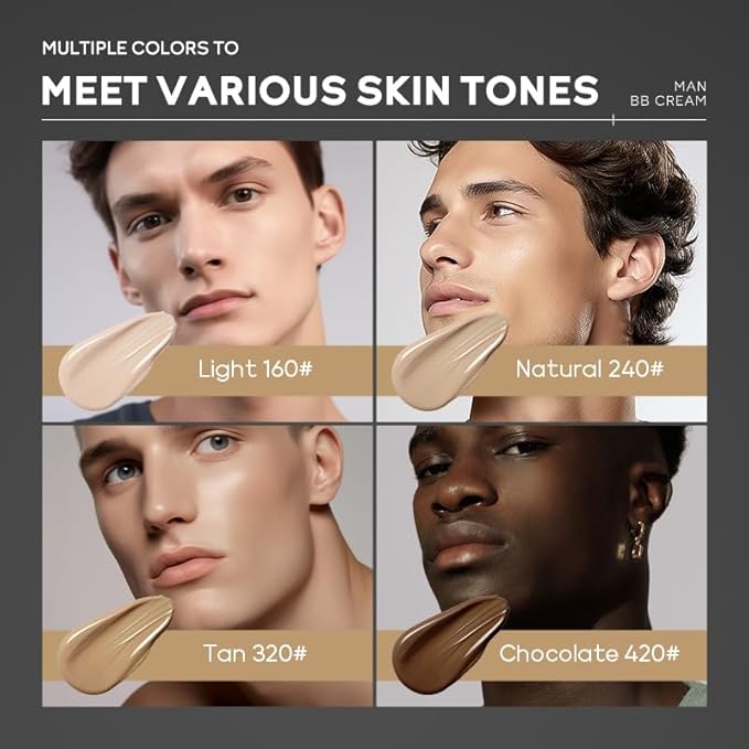 AKARY Hydrating Men BB Cream SPF 15 PA++, Full-Coverage Foundation&Concealer, Mens Face Moisturizer Cream Evens Skin Tone, Oil Control and Cover Flaws, Natural Finish for All Skin Types, Light 160-VivaGrace Women