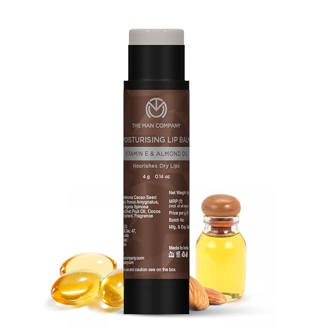 The Man Company Nourishing Lip Balm with Vitamin E, Almond & Olive Oil | Soft, Supple, Moisturizes | Free from Dry/Chapped Lips - 4gm-VivaGrace Women