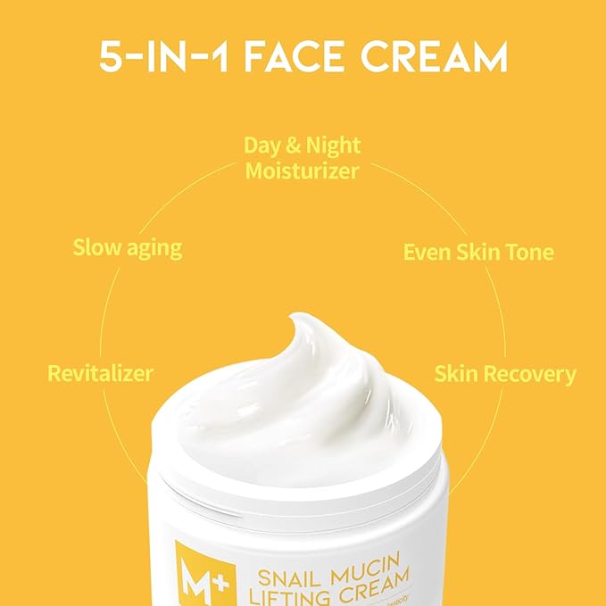 #OOTD Snail Mucin Moisturizer Cream For Face, Lifting & Deep Hydrating Ceam For Face And Neck, Anti Aging, Smoothing, Korean Skincare For Glass Skin (3.38 Fl Oz)-VivaGrace Women