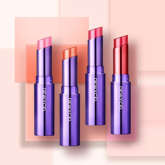 DEWYCEL TINTOURING BALM | #4 PURE RED | Non-Sticky Moisturizing & Hydrating Tinted Lip Balm for Chapped Lips | Natural Color Lip Glow Balm-VivaGrace Women