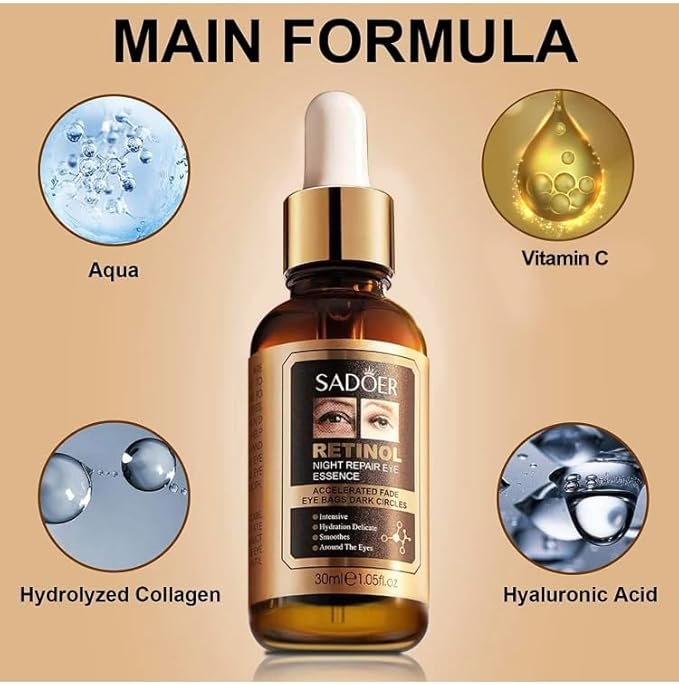 SUERO FACIAL RETINOL EYES NIGHT REPAIR 30 ml, Gold-VivaGrace Women