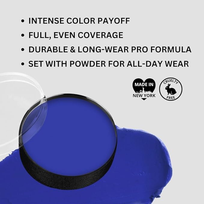 Mehron Makeup Color Cups | Stage, Foundation, Face Paint, Body Paint, Halloween | Face Paint Makeup | Greasepaint .5 oz (14 g) (Blue)-VivaGrace Women