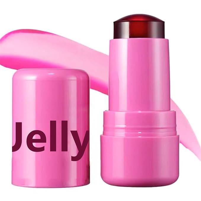 Cooling Water Jelly Tint Blush,4 Colors Multi-Use Tint Blush Makeup Stick Watercolor Finish for Lips and Cheek Stain, Moisturising Waterproof Non-Stick-VivaGrace Women