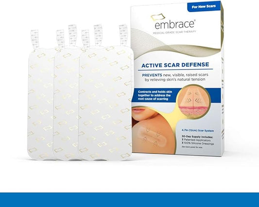 Embrace Active Scar Defense for New Scars, FDA-Cleared Medical-Grade Silicone Scar Sheets for Hypertrophic & Keloid Scar Treatment, 4.7 Inch, Large, 30-Day Supply-VivaGrace Women