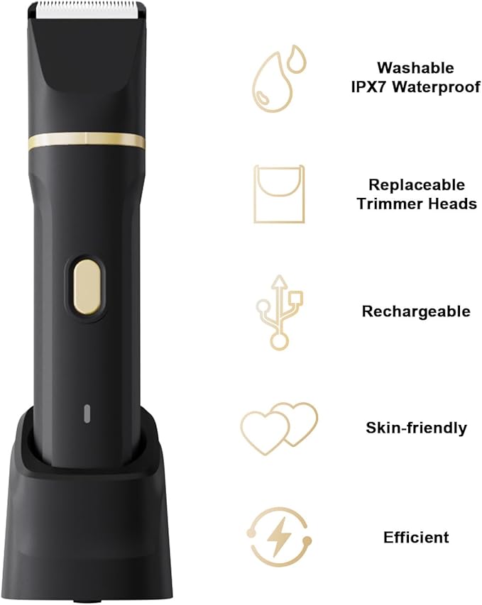 ele ELEOPTION Electric Razors for Women 5-in-1 Waterproof Wet Dry Electric Shaver with USB Charge Dock, Legs Hair Remover, Body Shaver for Beard Bikini Trimmer for Women Black-VivaGrace Women