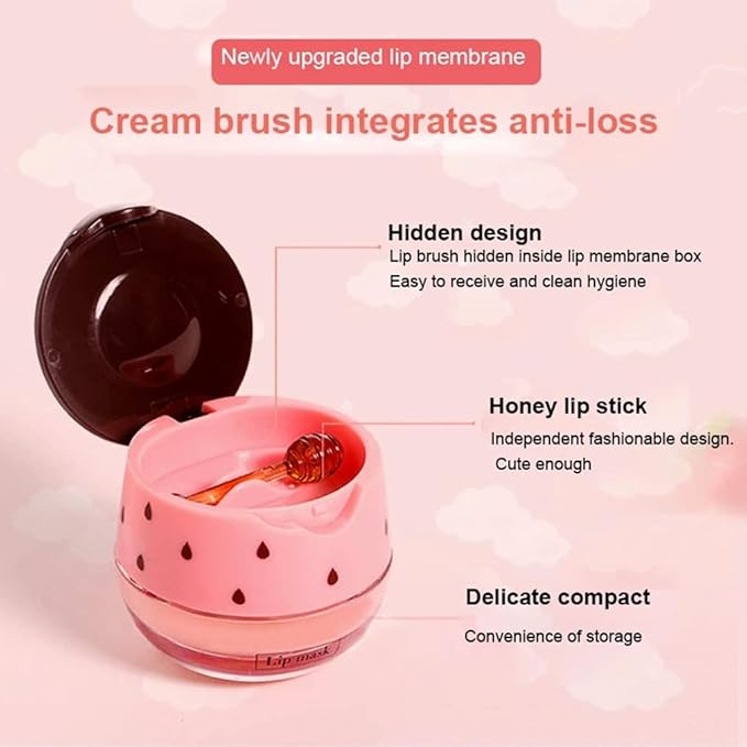 2Pcs Strawberry Vitamin E Lip Masks，Lip Balm Honey Pot，Hydrating & Prevention Dry and Cracked Lip Scrubs Exfoliator，Lip Sleep Mask Reduces Lip Lines，Lip Exfoliating Balm Sleeping Lip Mask-VivaGrace Women