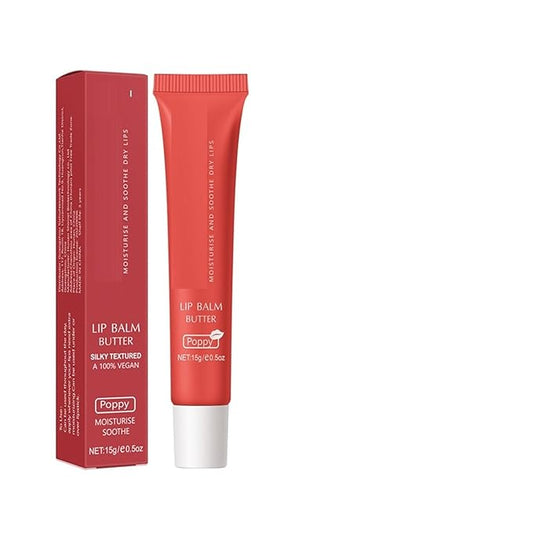 6 Color Hydrating Lip Butter Balm, Moisturizing Lip Repair, Lightweight Nourished Lip Glossy Christmas for Women (04 Poppy)-VivaGrace Women