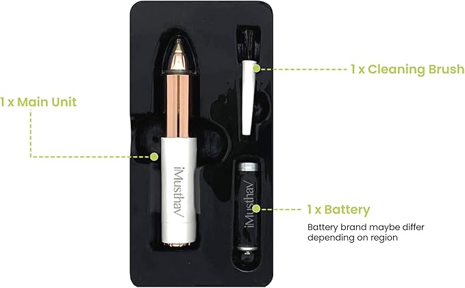 Portable Eyebrow Hair Remover for Women – Painless, Fast & Precise Flawless Electric Razor & Epilator for Eyebrow, Nose, Ear Hair Removal – 18K Gold-Plated, 360° LED Light-VivaGrace Women