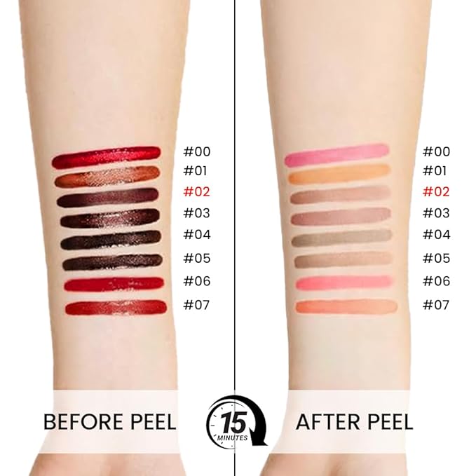 Matte Liquid Lip Stain Peel Off Lip Liner Tattoo - Brown, Waterproof Smudge-Proof Lip Gloss, Long-Lasting Non-Stick Cup Formula, Natural Peel Off Design for All Skin Types #02-VivaGrace Women