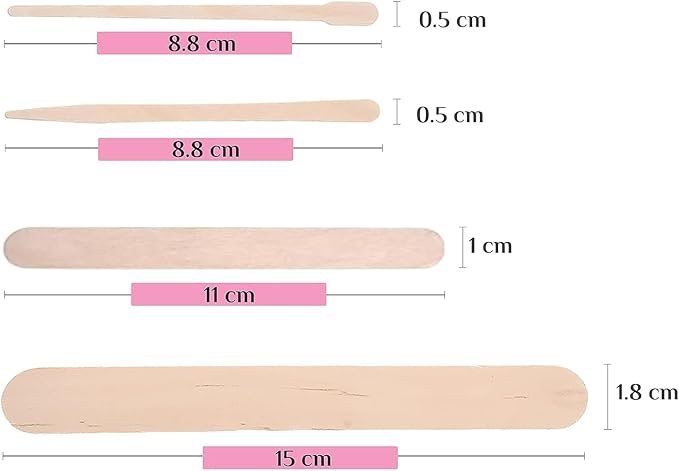 Mibly 4 Style Assorted Wooden Wax Sticks for Body Legs Face and Small Medium Large Sizes Eyebrow Waxing Applicator Spatulas for Hair Removal or Wood Craft Sticks (Pack of 1000)-VivaGrace Women