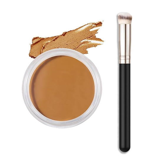 Kaely Cream Pot Concealer Full Coverage Set,Conceal Brighten Dark Circles,under Eye Brightener Color Correcting Concealer,Waterproof Foundation Palette with Brush,corrector de ojeras,Vegan Makeup,07-VivaGrace Women